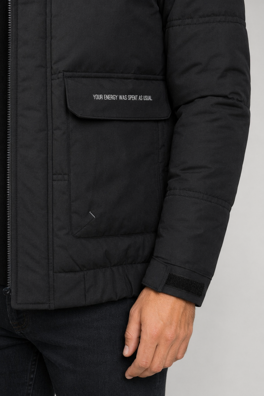 Faux Fur Collared Zip-Up Jacket for Men - Ensuring Warmth and Style Black