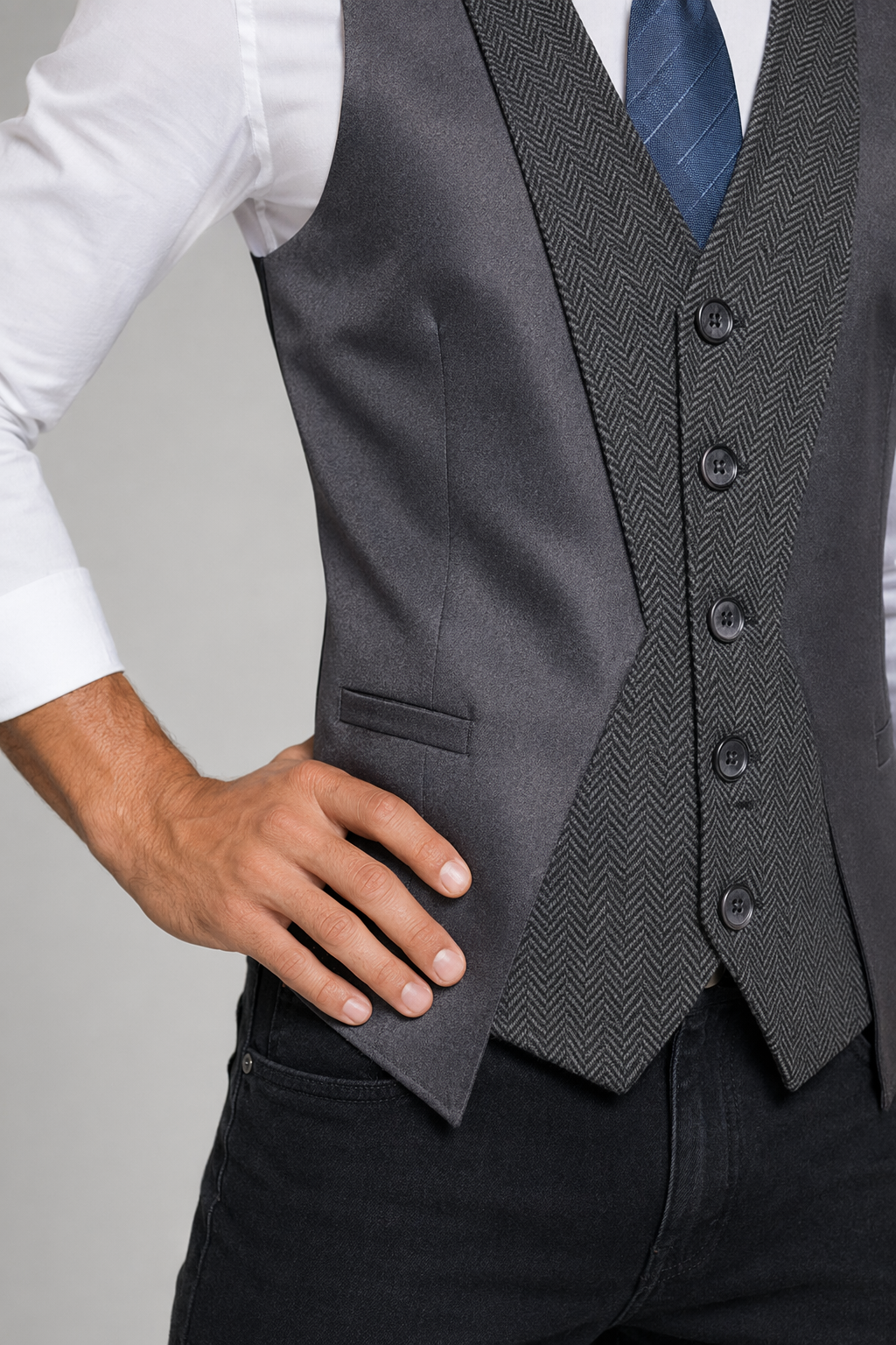 Dual Layer Men's Dress Vest Gray