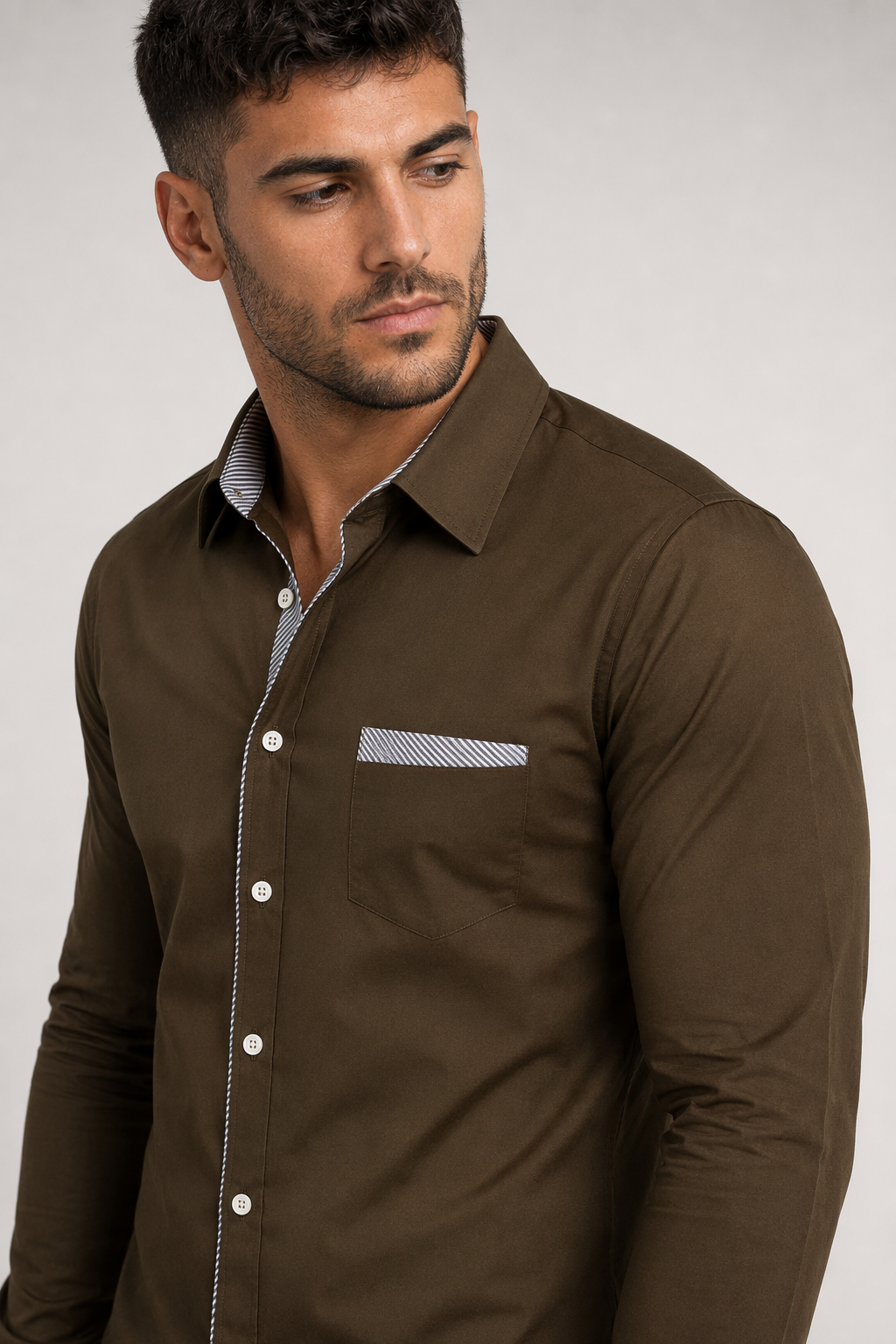 Plus Size dress shirt Brown