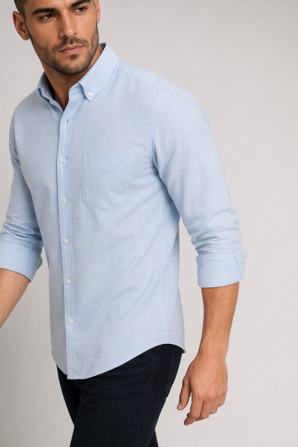 Classic Men's Shirt with Button Front Sky Blue