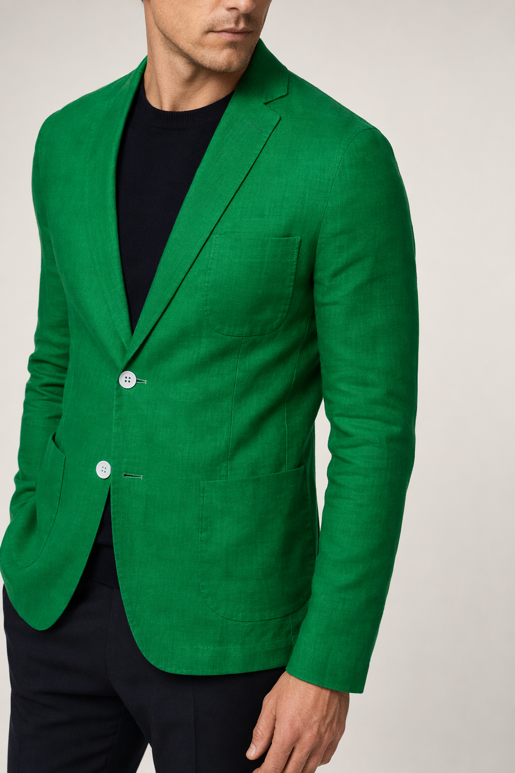 Linen Blazer for Men - Two Button Stylish Jacket Green