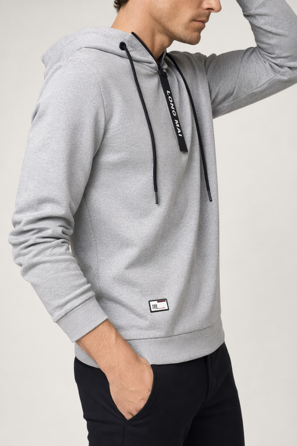 Zippered Men's Hooded Sweatshirt Gray