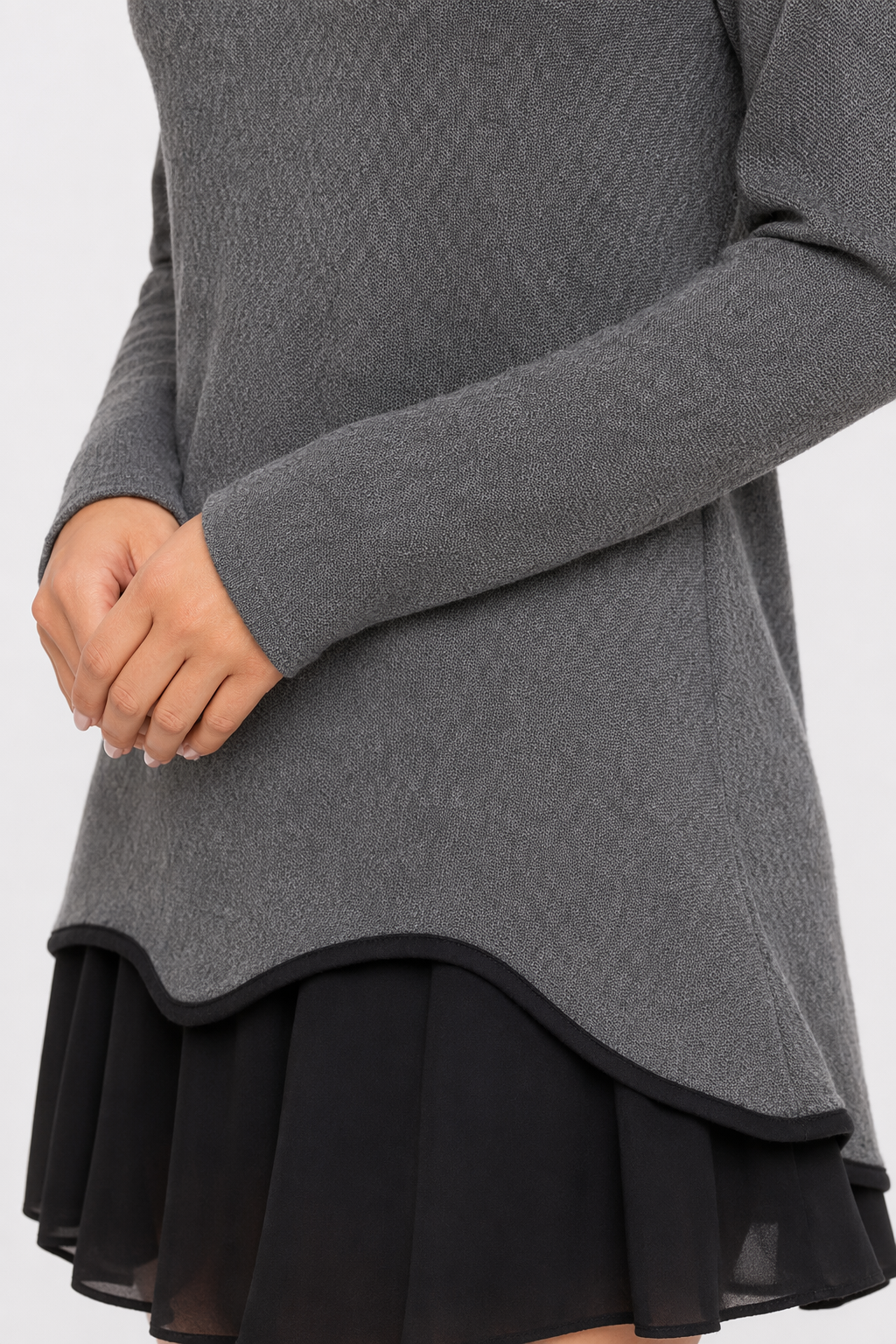 Long Sleeve Layered Women's Top Gray