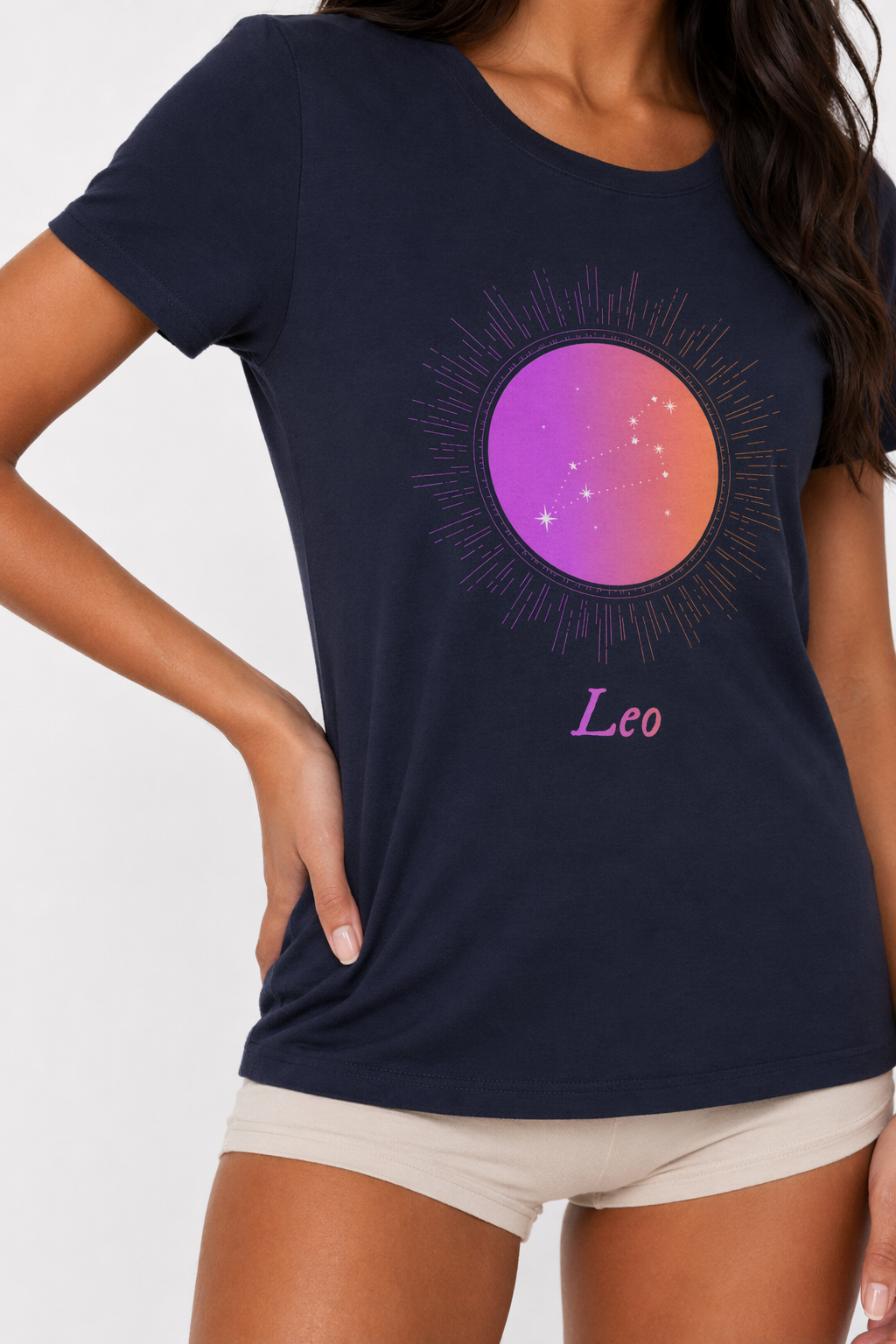Gradient Zodiac Women's Leo T-Shirt Navy