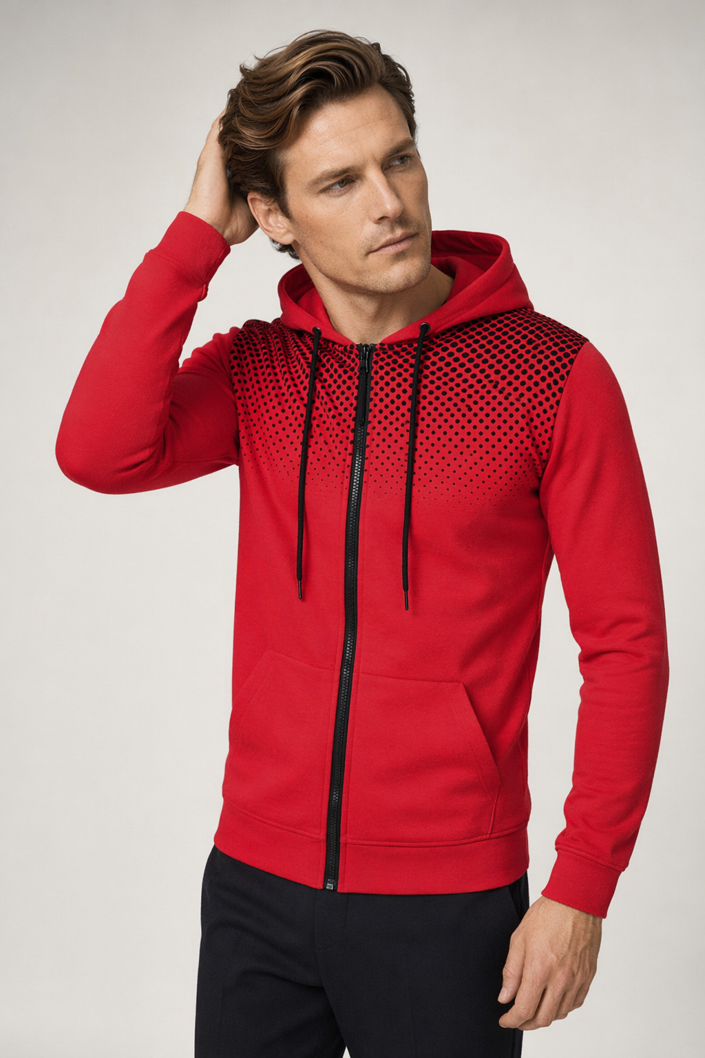 Lightweight Zip-Up Hoodie for Men Red