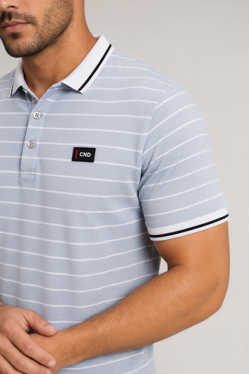 Logo-Emblazoned Striped Polo for Men Blue