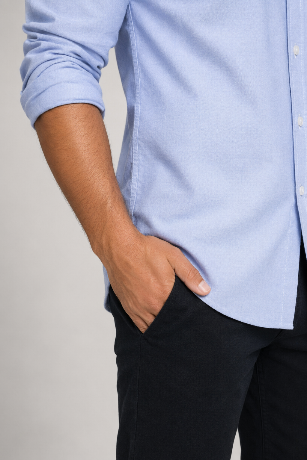 Button-Down Casual Shirt for Men with Long Sleeves, Designed to be Worn Untucked Blue