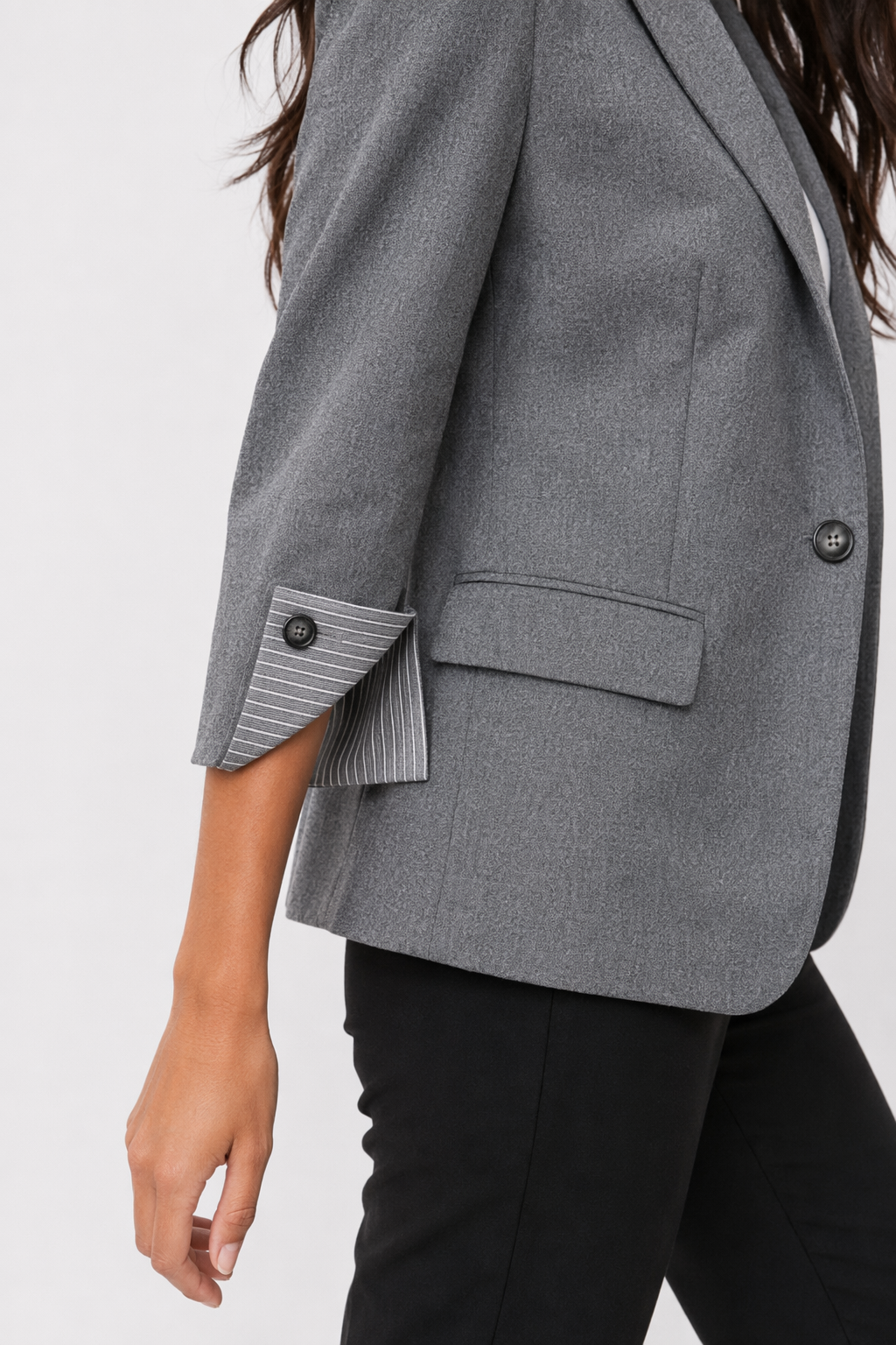 Slim Fit Korean-Inspired Blazer Jacket for Women Gray
