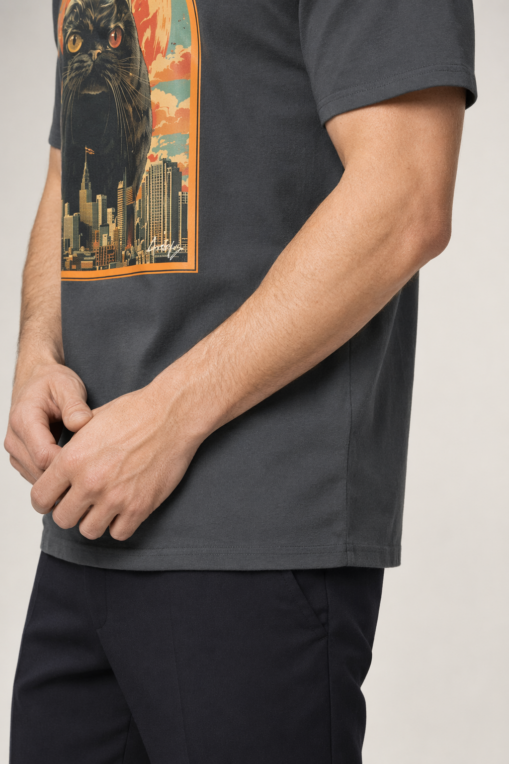 Obstructive Feline Vintage Tee Smoke Grey