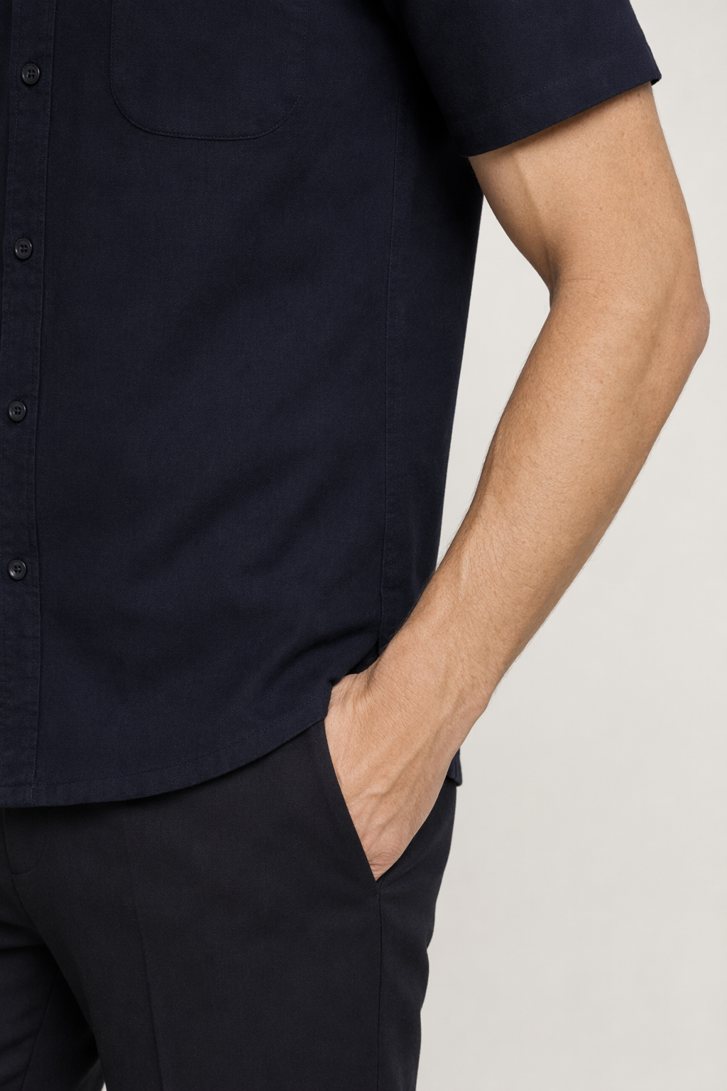 Short Sleeve Shirt with Flip Pockets for Men Navy