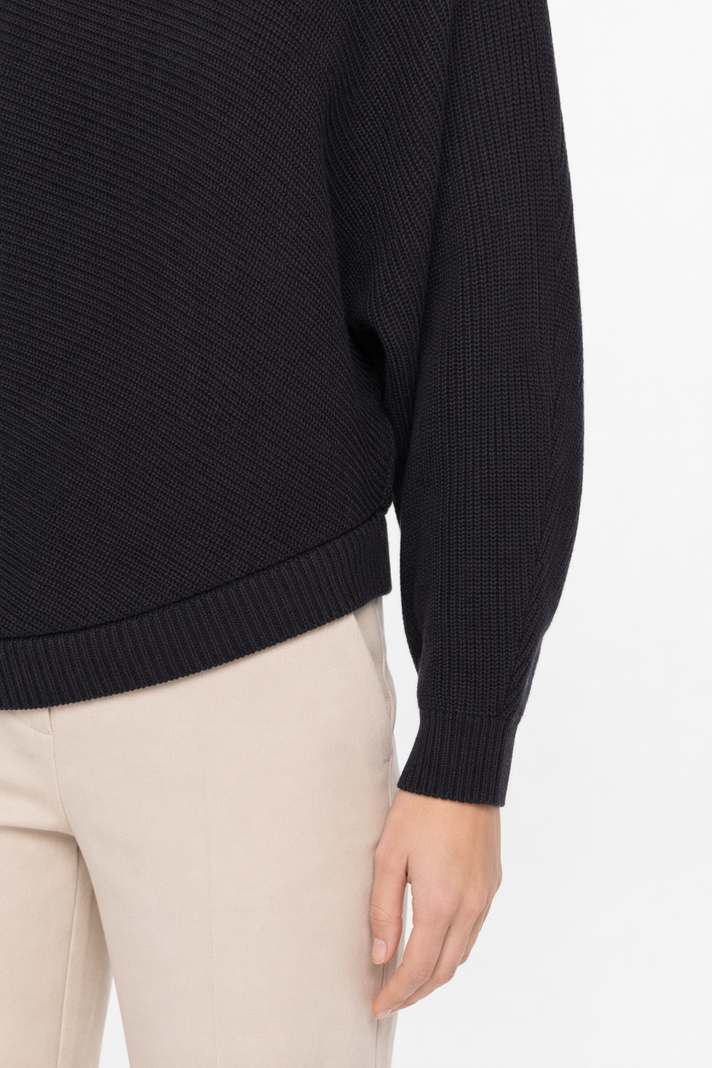 Mid Length Batwing Sweater for Women Black