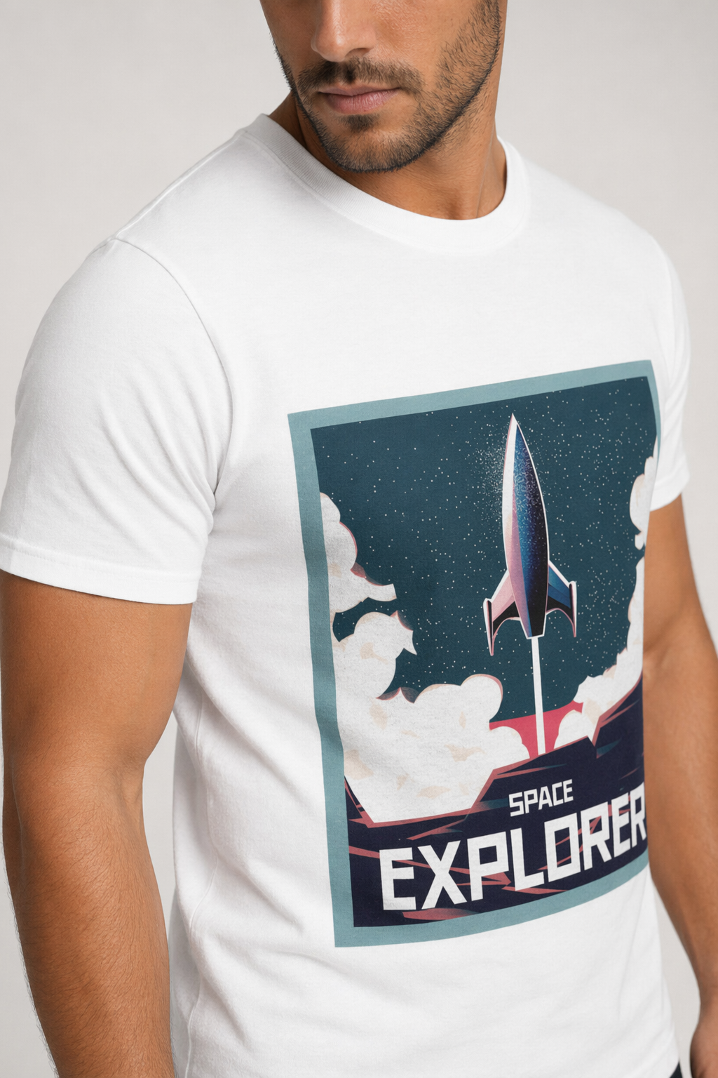 Rocket Man Tee for Men White