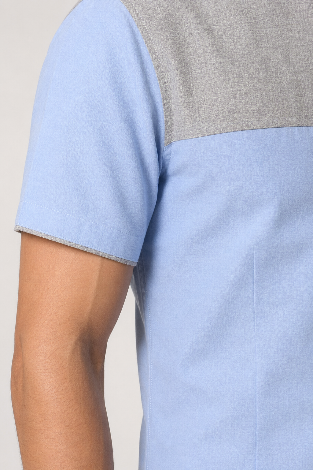 Color Block Men's Denim Shirt Sky Blue