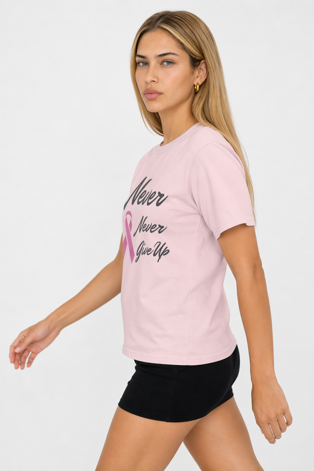 Pink Ribbon Awareness T-Shirt - A Reminder to Persevere Soft Pink