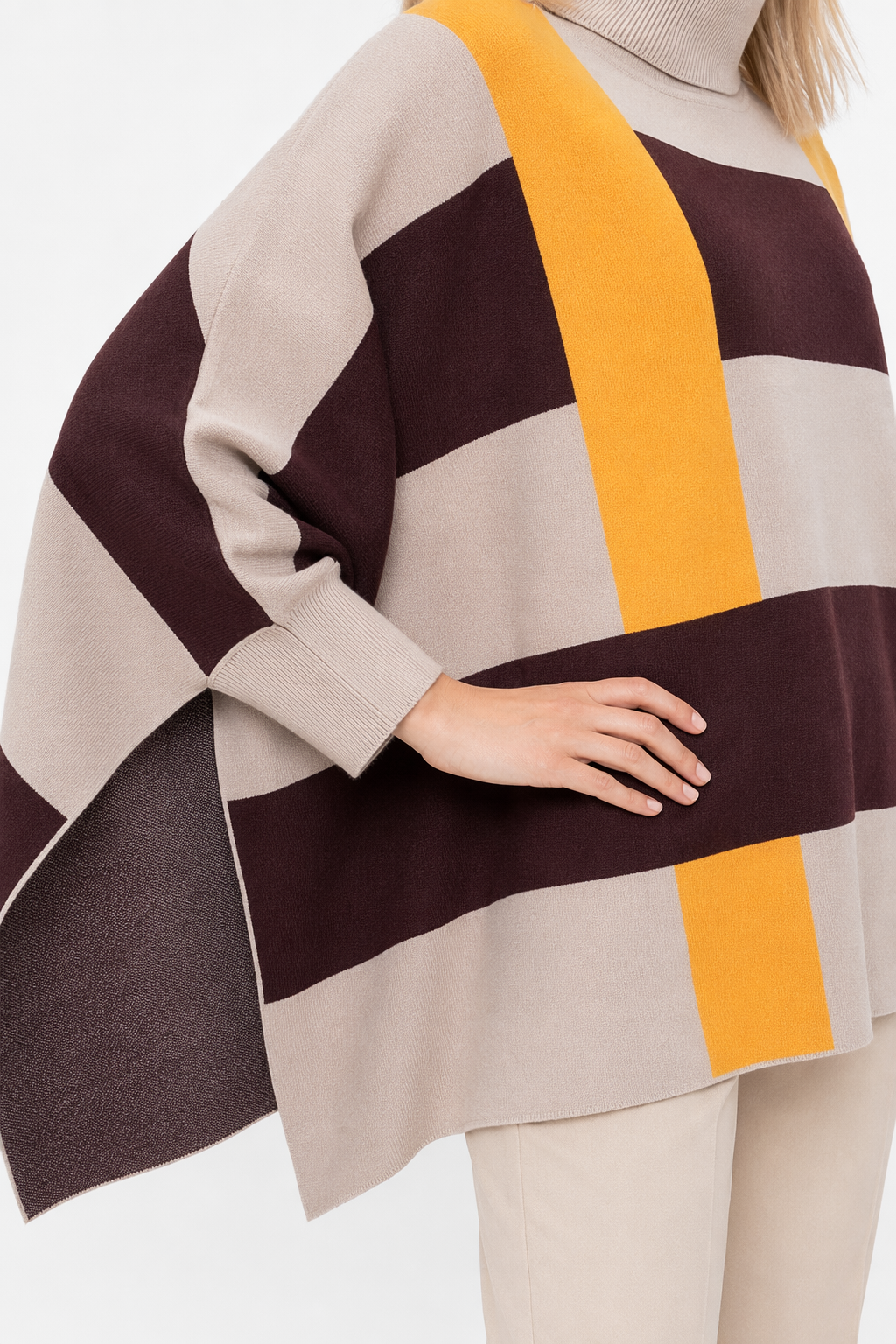 Plaid Striped Women's Sweater Cape Default