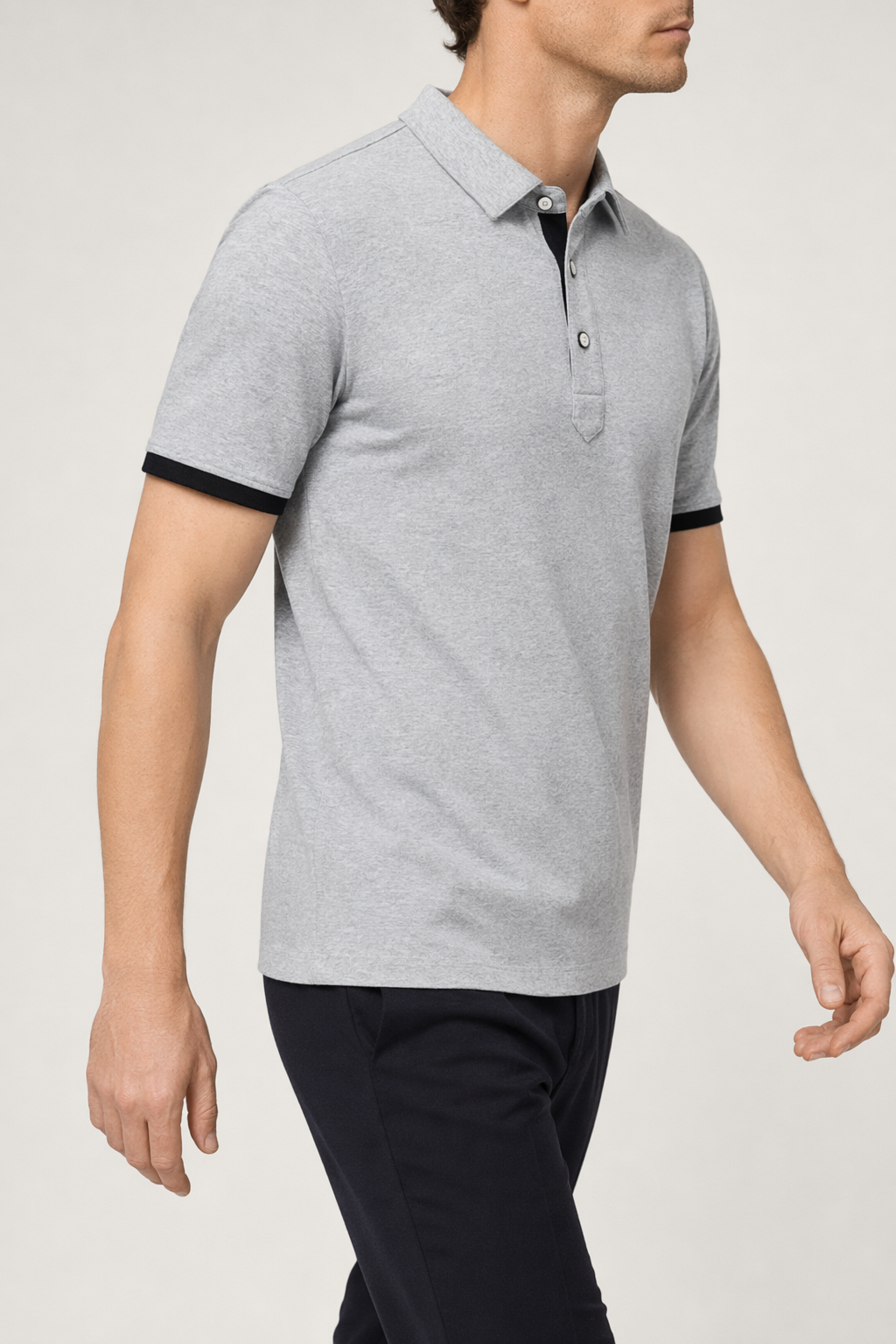 Slim-Fit Short-Sleeve Polo Shirt for Men Gray