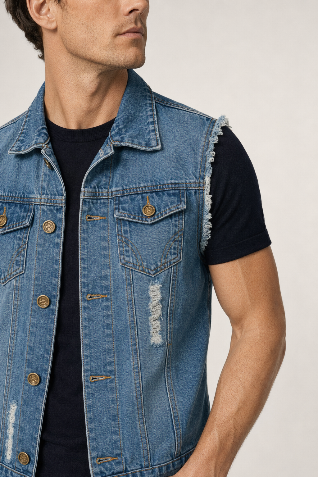 Street Style Denim Vest for Men Default