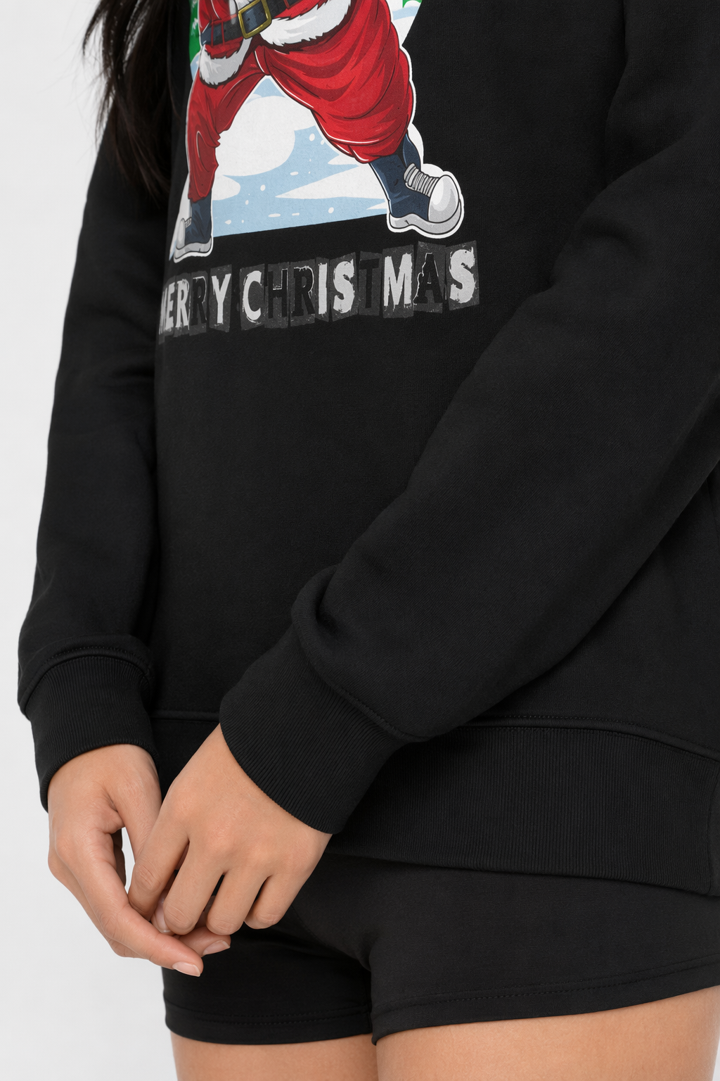 Santa Dabbing Women's Crewneck Sweatshirt Black