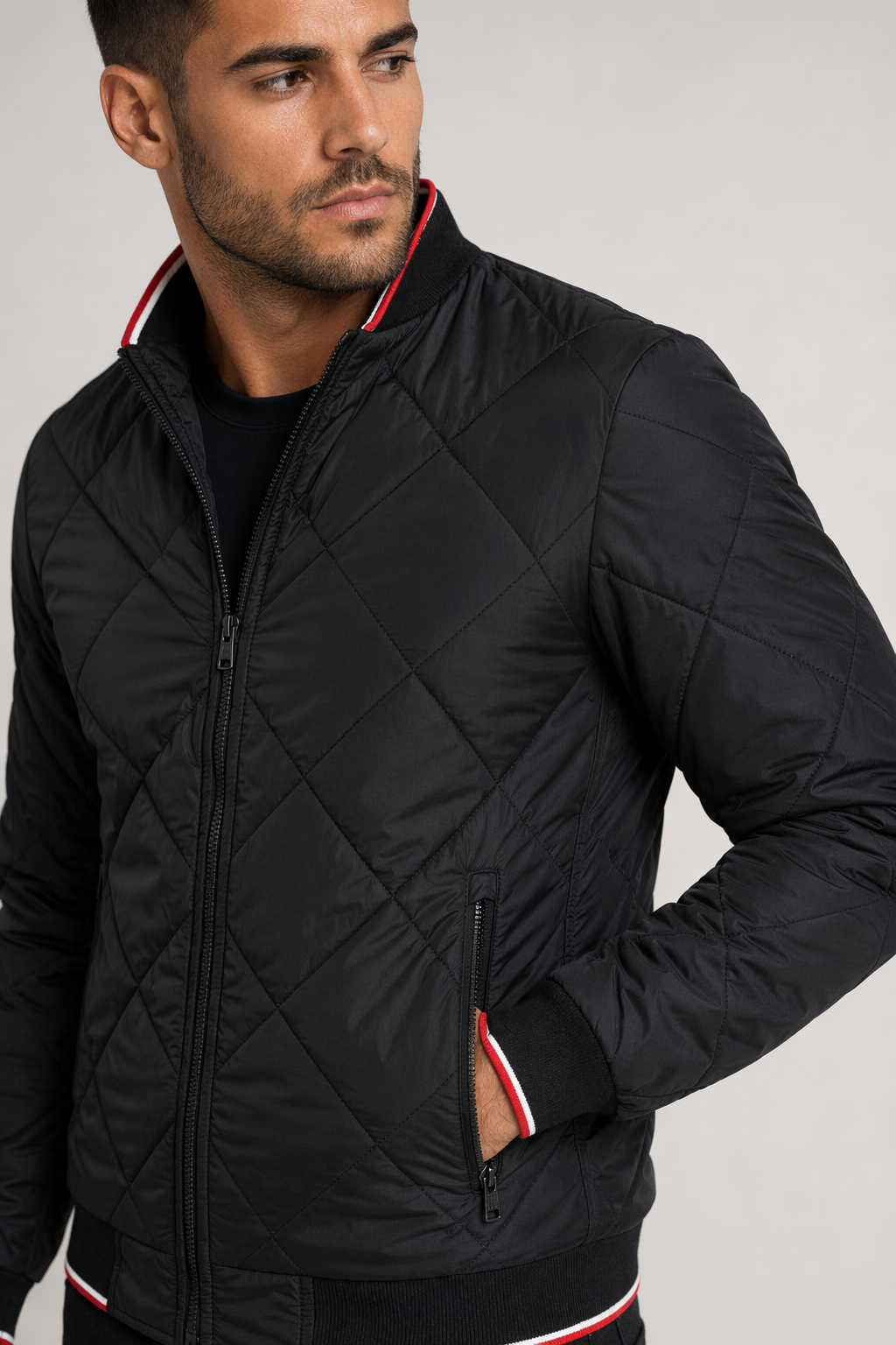 Quilted Jacket for Men - A Stylish Bomber Black