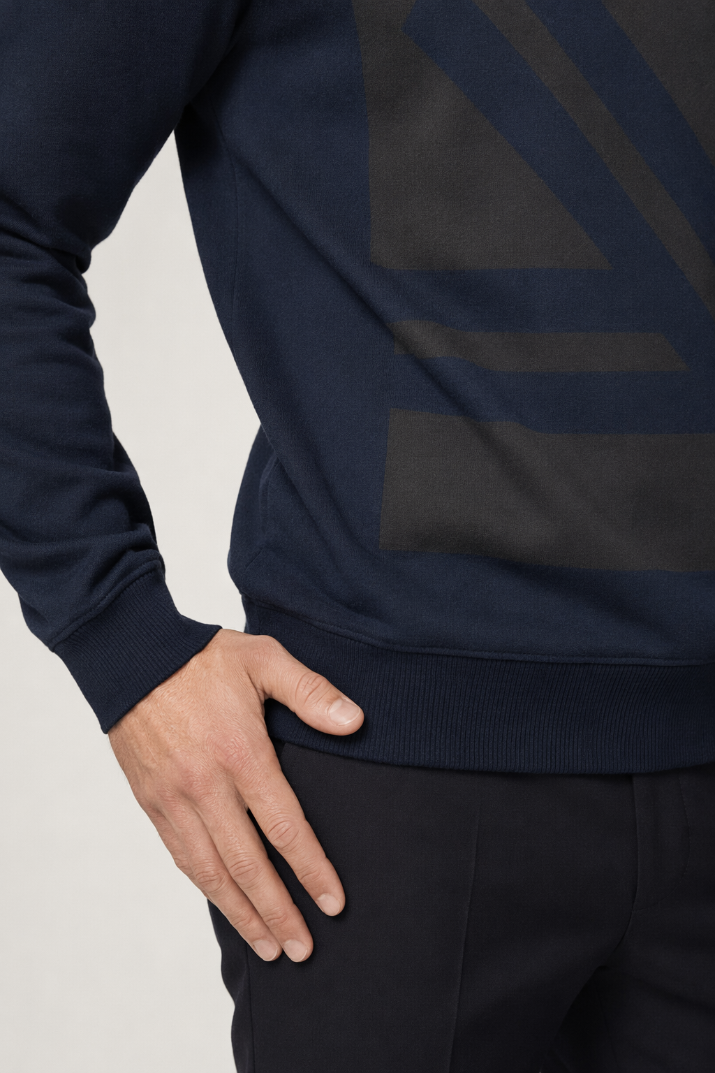 Double Logo Crewneck Sweatshirt for Men Navy