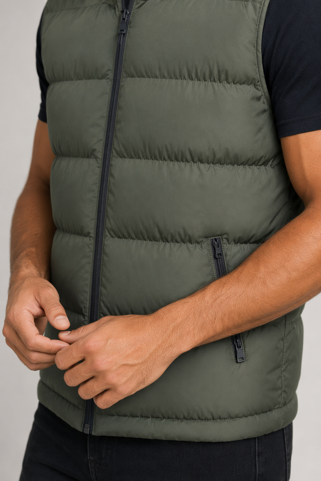 Casual Men's Insulated Sleeveless Jacket Army Green