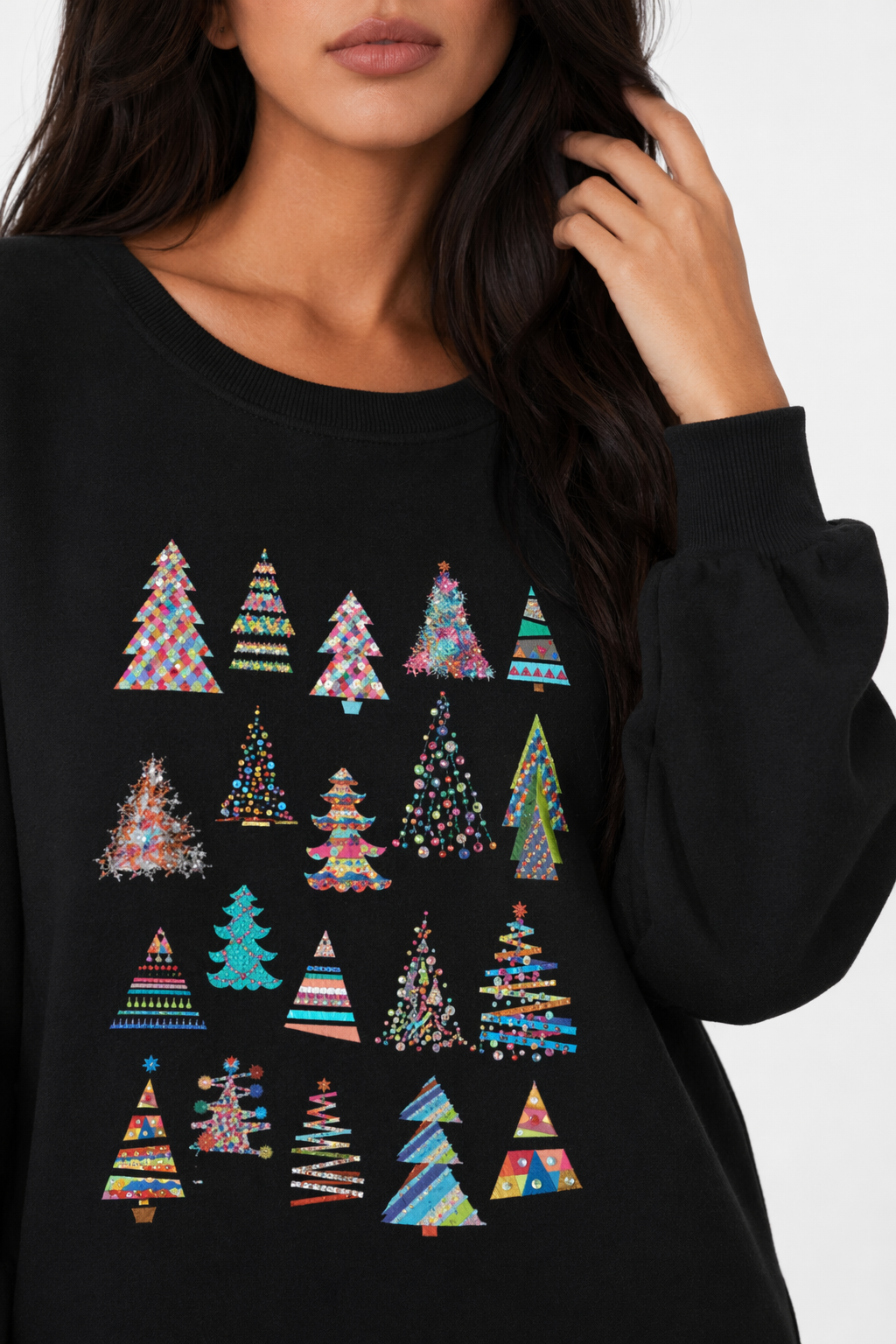 Women's Festive Tree Sweater Black
