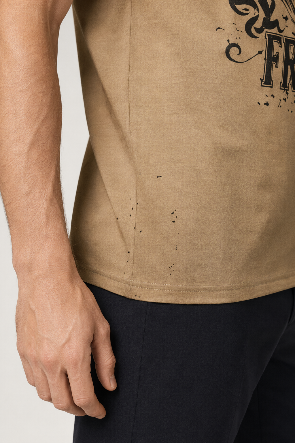 Logo Route 66 Print Men's Tee Khaki