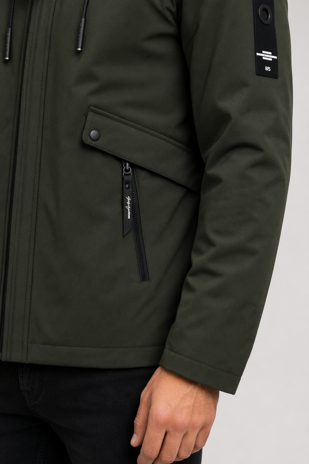 Windproof Hooded Jacket for Men Army Green