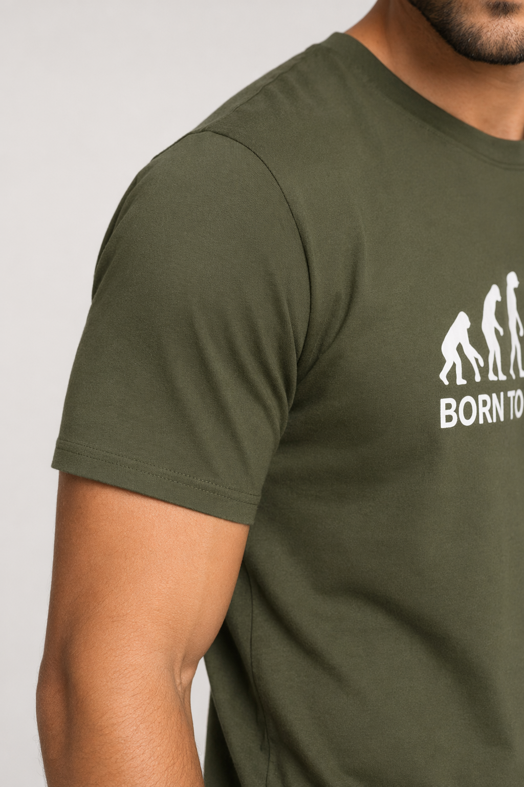 Men's Logo T-Shirt for Burpee Exercise Army Green