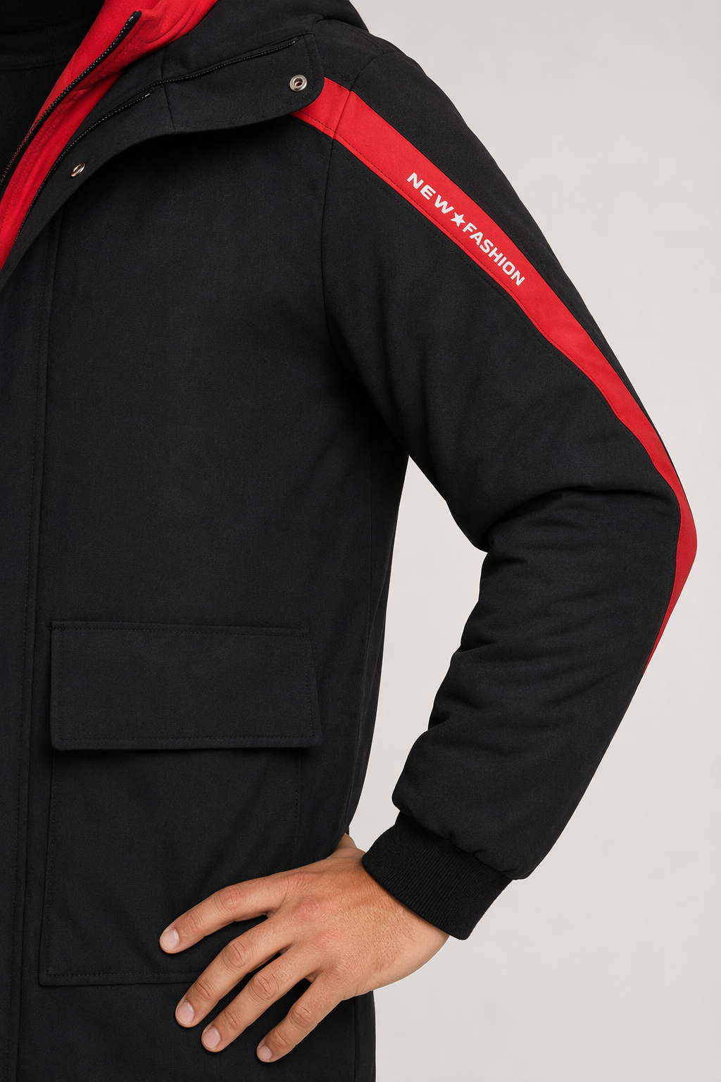 Two Tone Hooded Coat for Men: Enhancing Style and Warmth Red