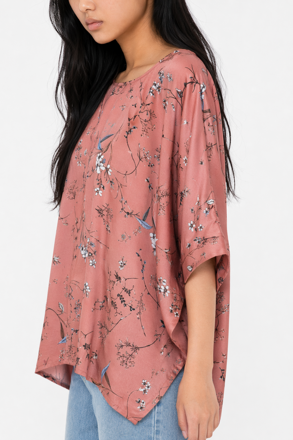 Floral Women's Oversized Blouse Pink
