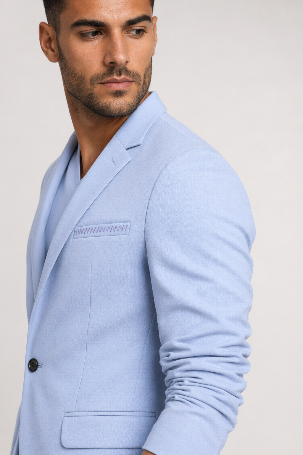 Slim Fit Men's Fashion Blazer in K-Style Sky Blue