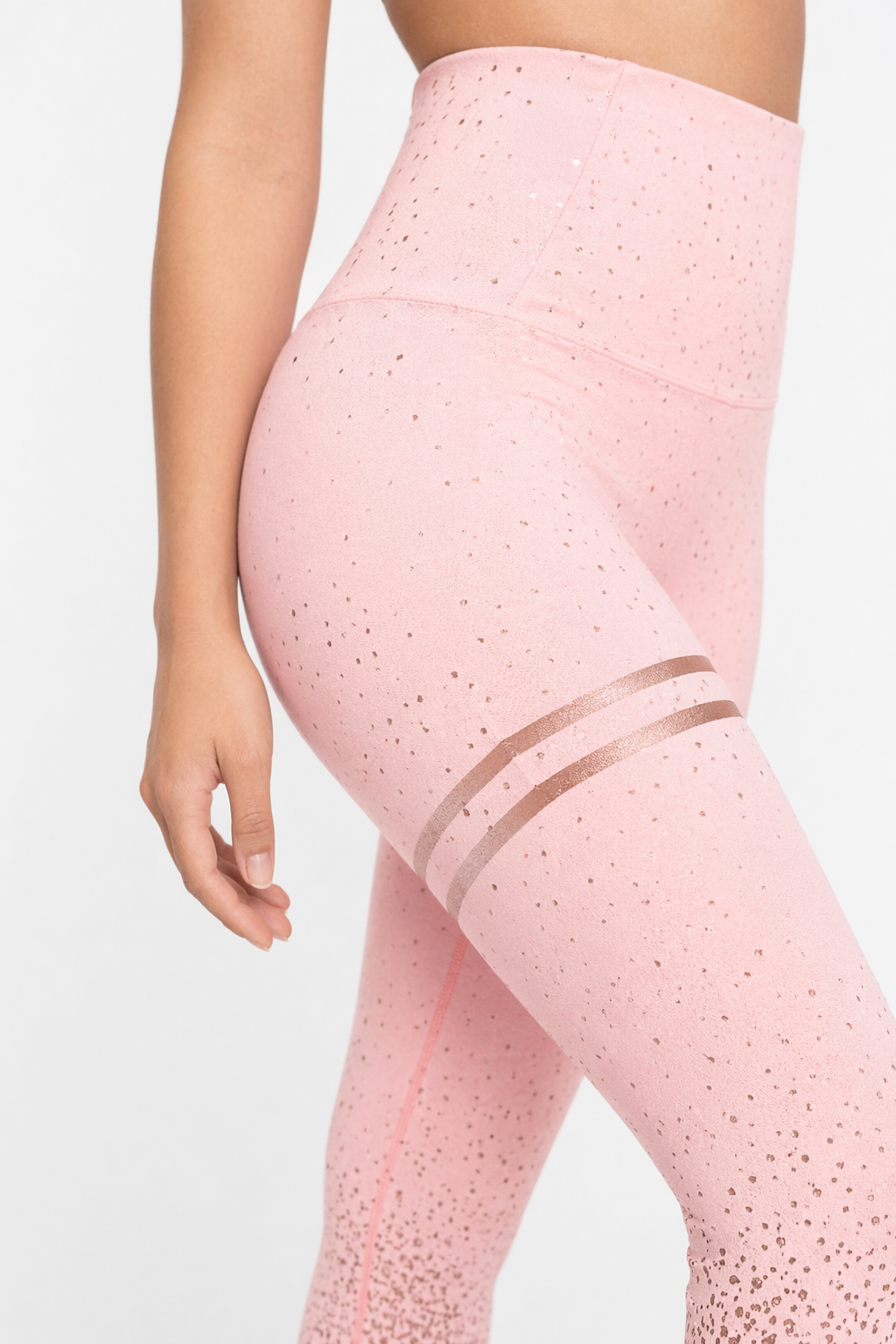 Yoga Leggings with Bold Stripes and High Waist Pink