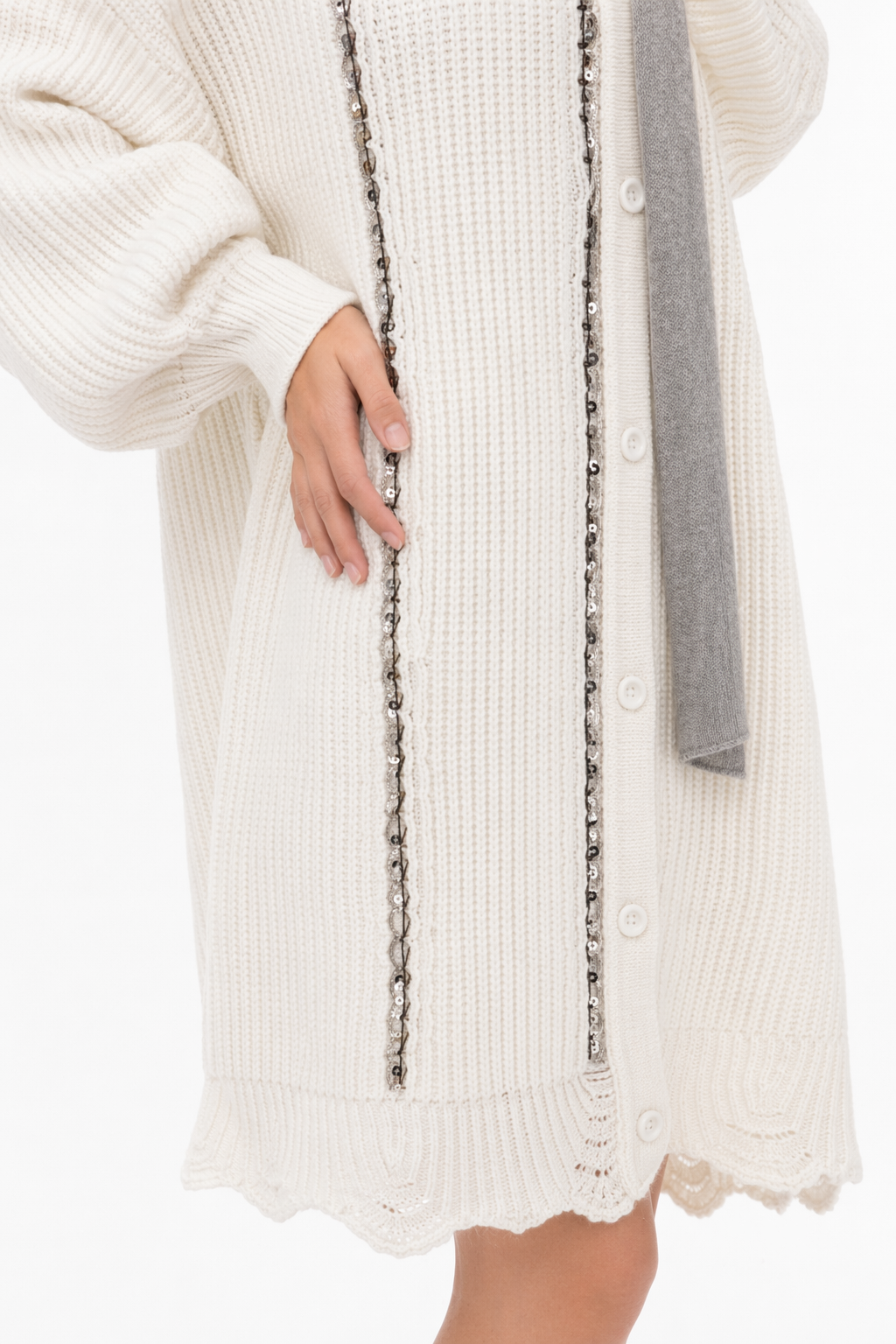 Layered Hooded Cardigan for Women - Redefining Fashion Off White