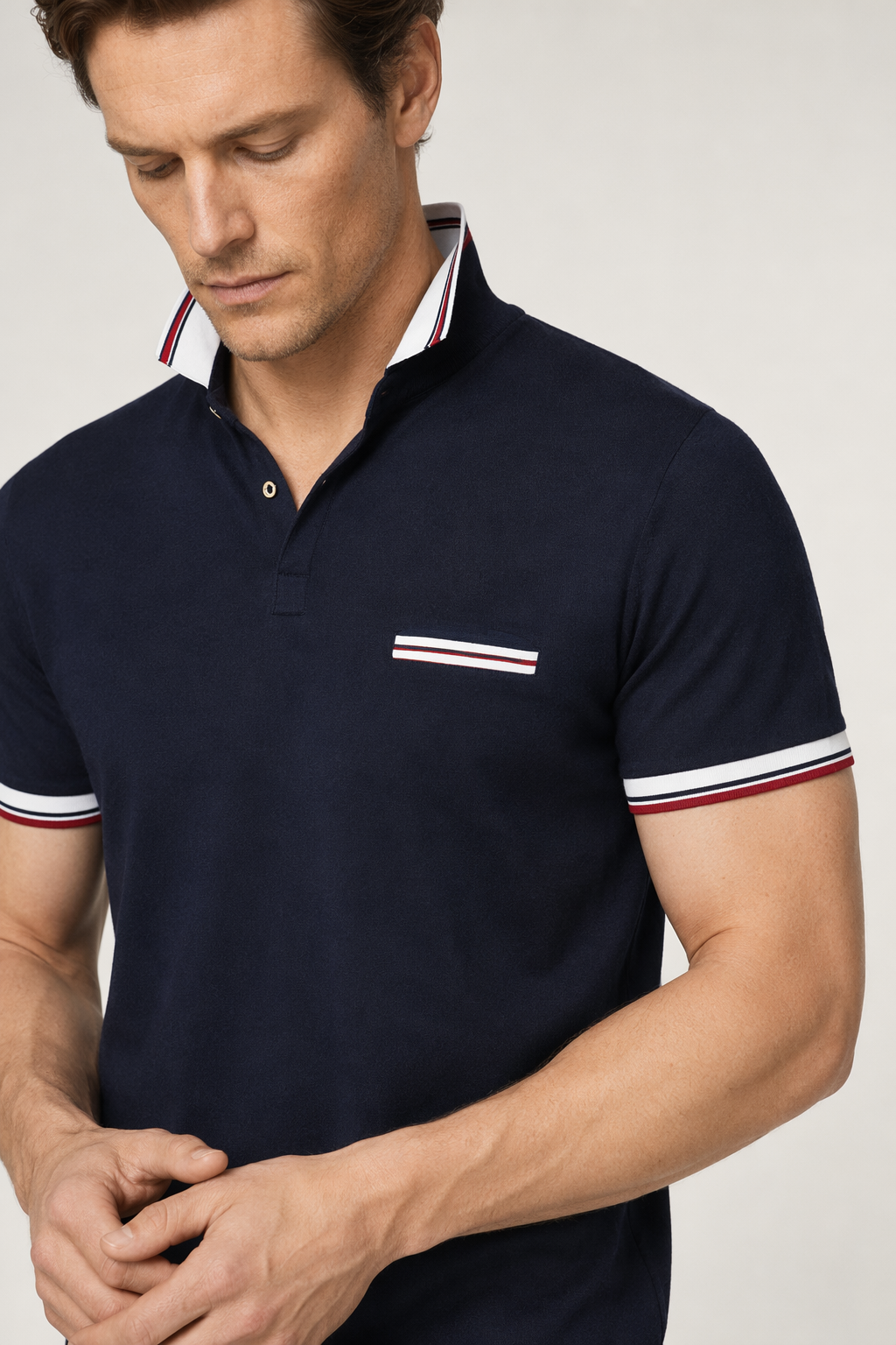 Casual Polo Shirt for Men - Short Sleeve Summer Style Navy