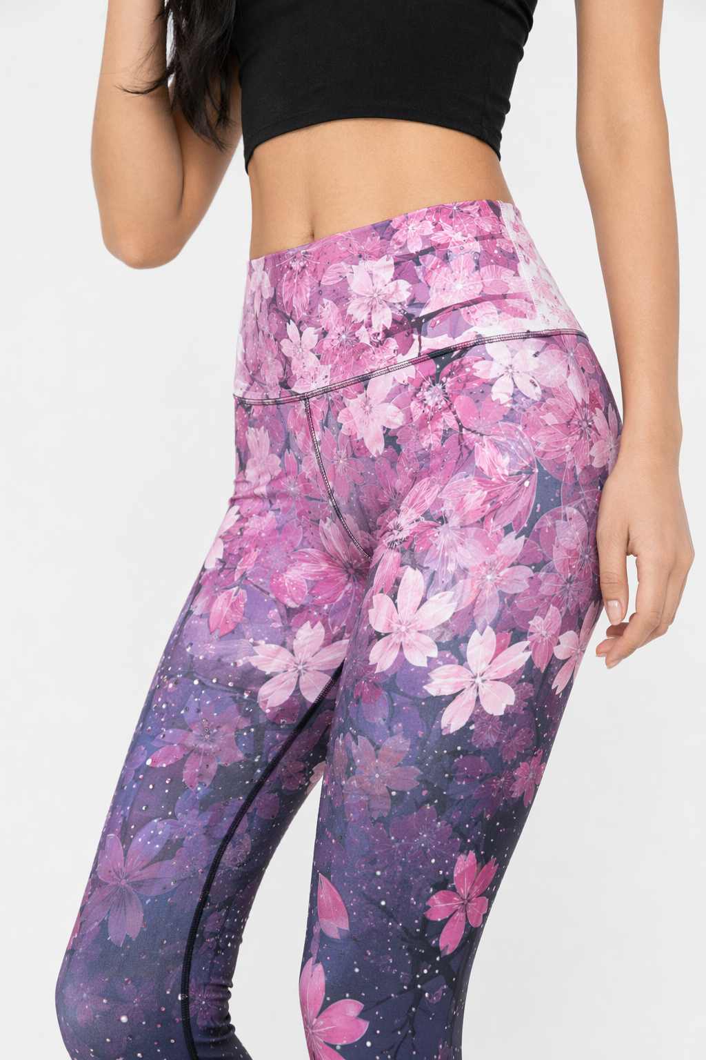 Slim Fit High Waist Floral Yoga Leggings for Women Pink
