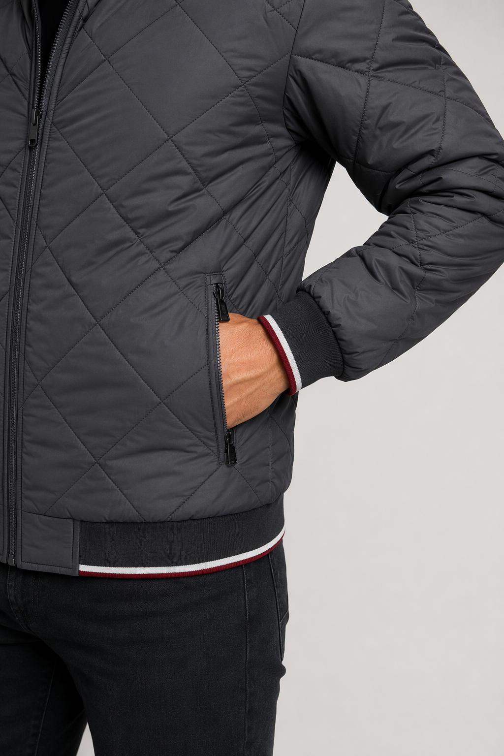 Quilted Jacket for Men - A Stylish Bomber Gray
