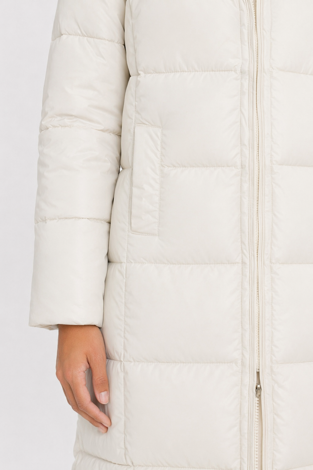 Long Hooded Puffer Jacket for Women White