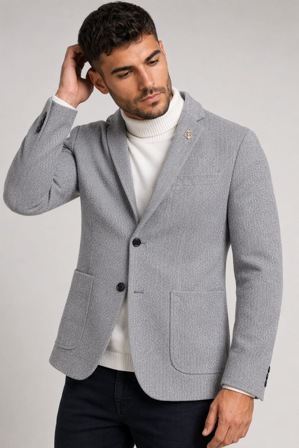 Classic Dual Button Men's Blazer Gray
