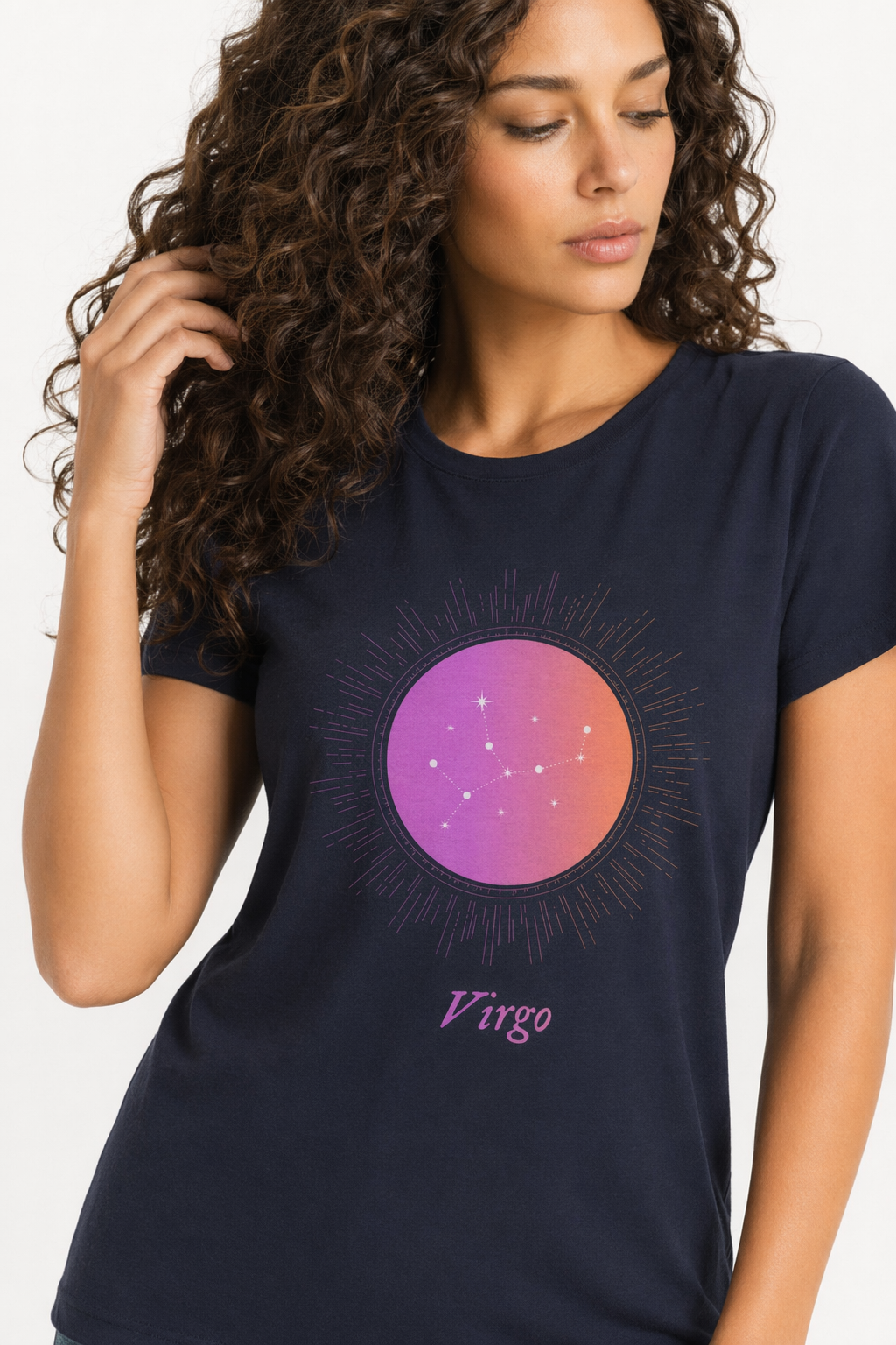 Gradient Zodiac T-Shirt for Women Navy