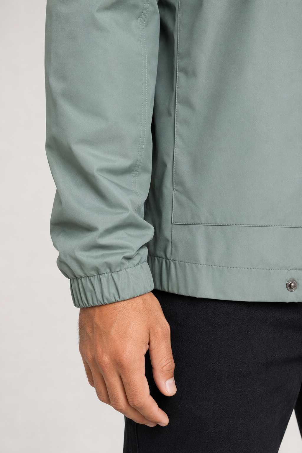 High Collar Windproof Jacket for Men Green