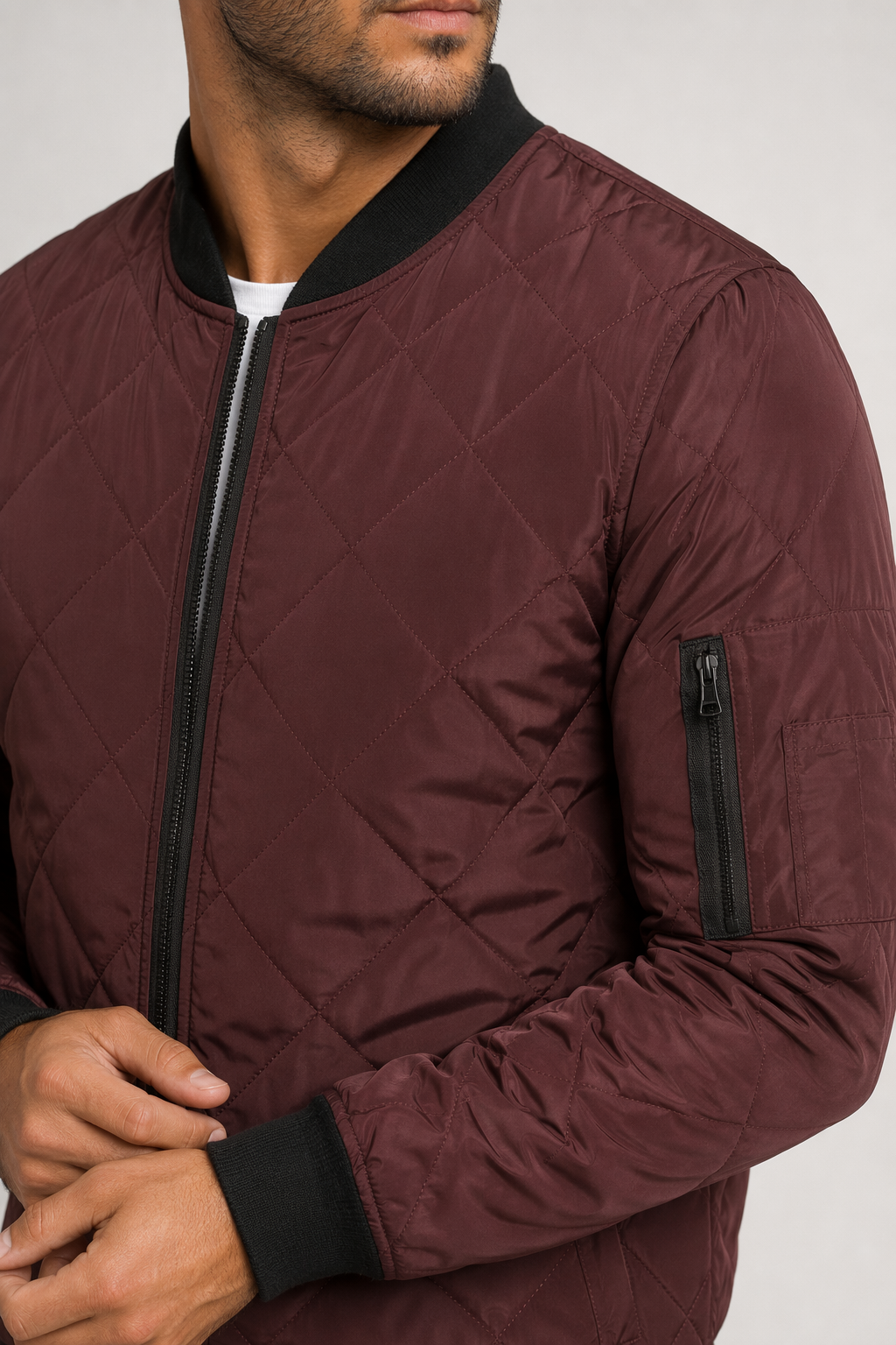 Quilted Jacket for Men Wine