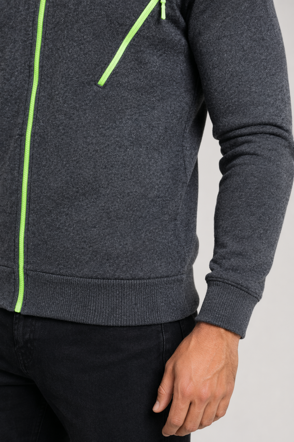 Hooded Jacket for Men with Zipper Dark Gray