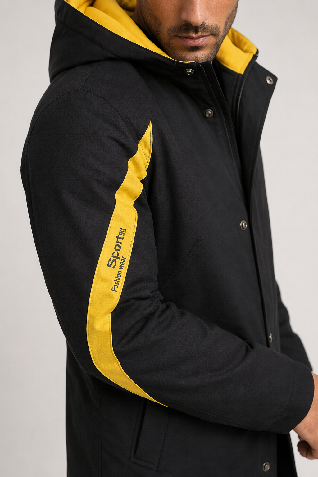 Two Tone Hooded Coat for Men: Enhancing Style and Warmth Yellow