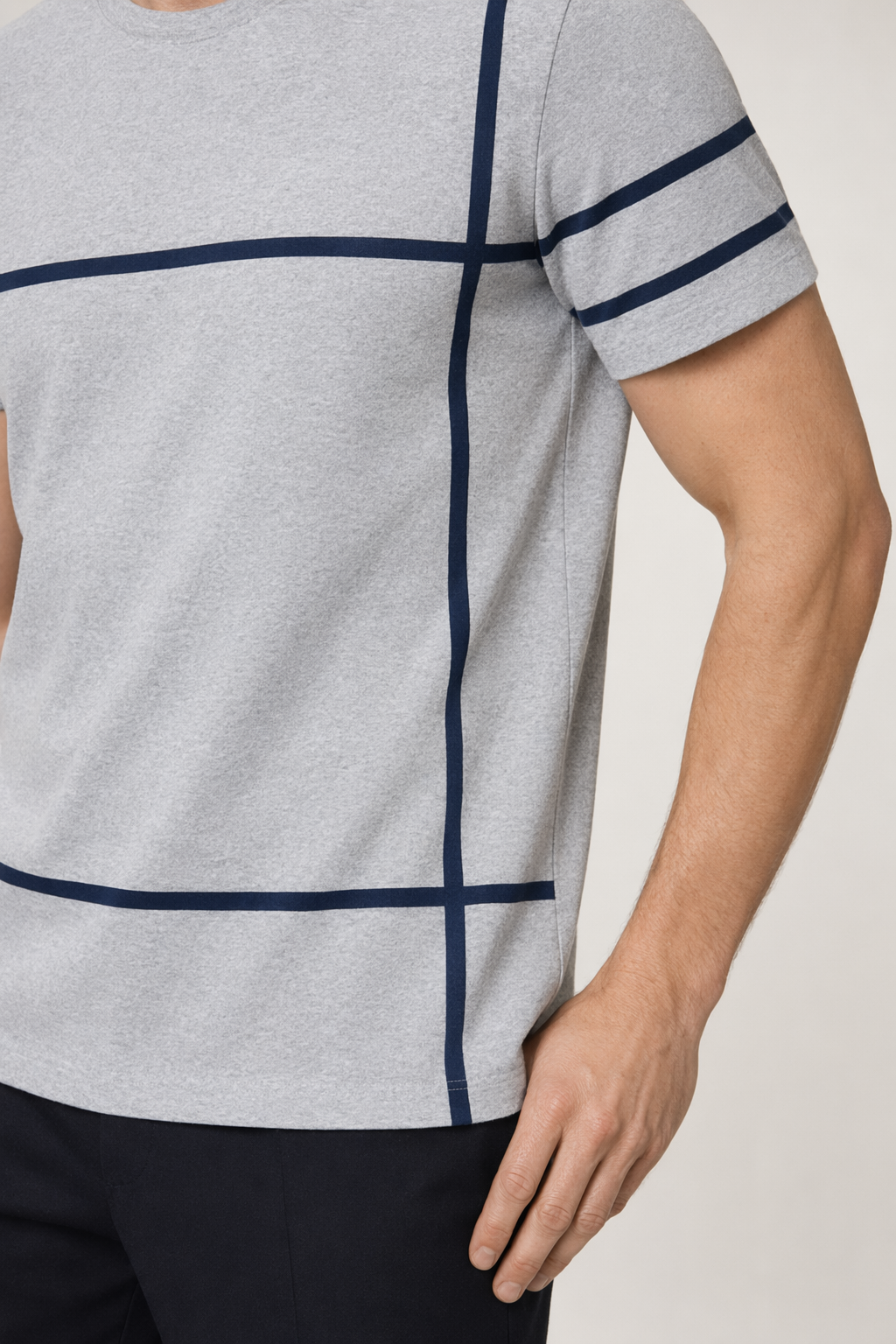 Printed Lines Men's T-Shirt Gray