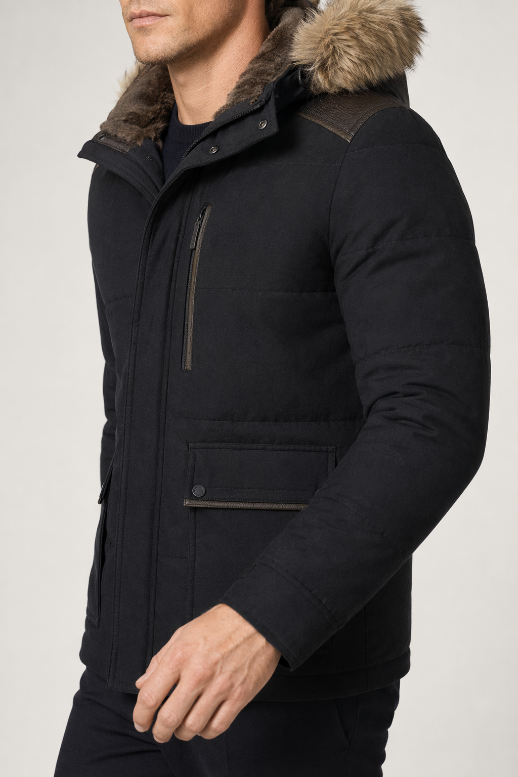 Winter Hooded Men's Jacket Black