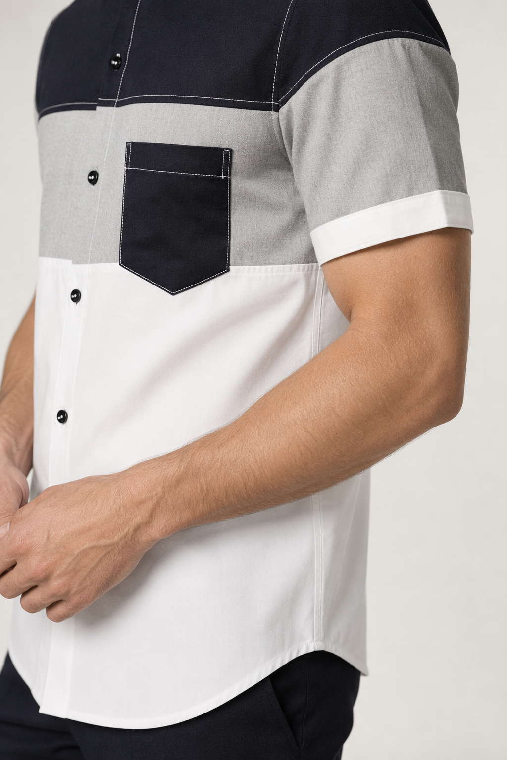 Color-Blocked Shirt for Men White