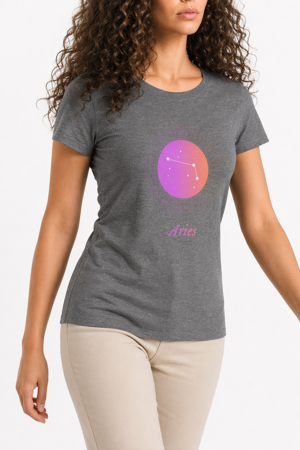 Gradient Aries Zodiac Tee for Women Deep Heather