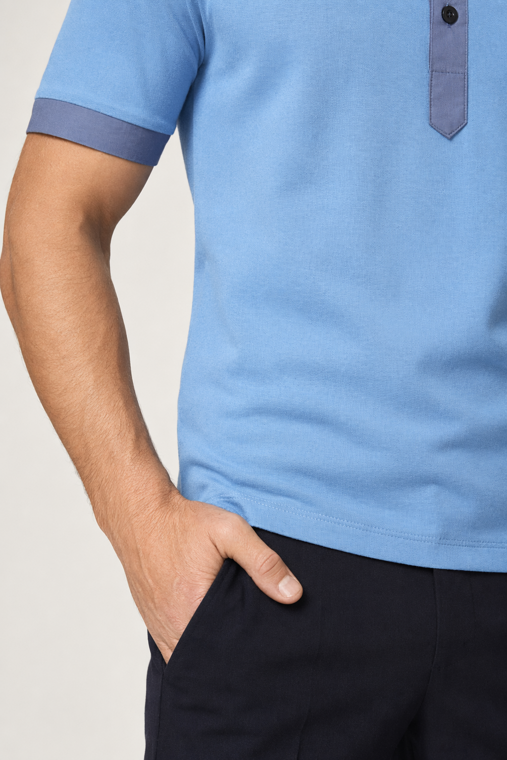 2-colored Dress Polo Shirt Light Blue
