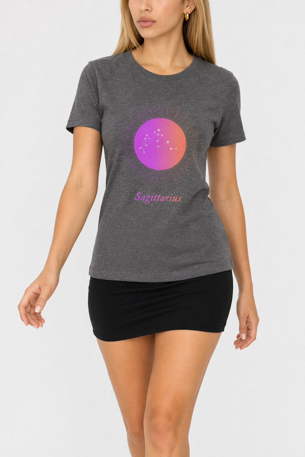 Gradient Zodiac T-Shirt for Women: Embrace Your Inner SAGITTARIUS! Deep Heather